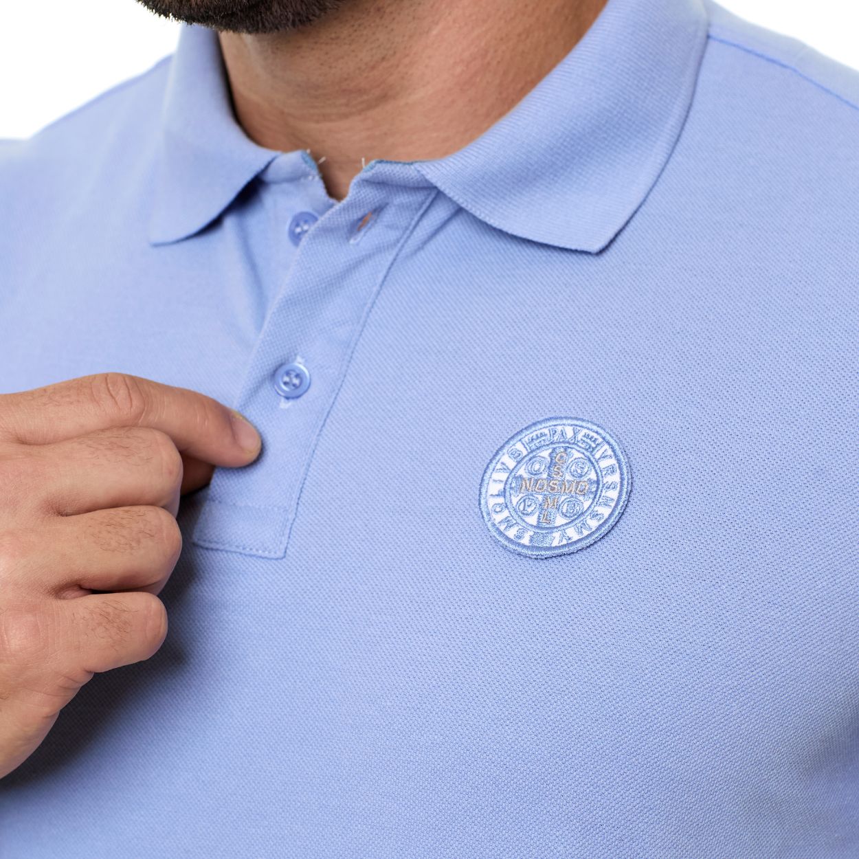 Azul Ceu  - Camiseta Gola Polo Medalha de São Bento GMP13309