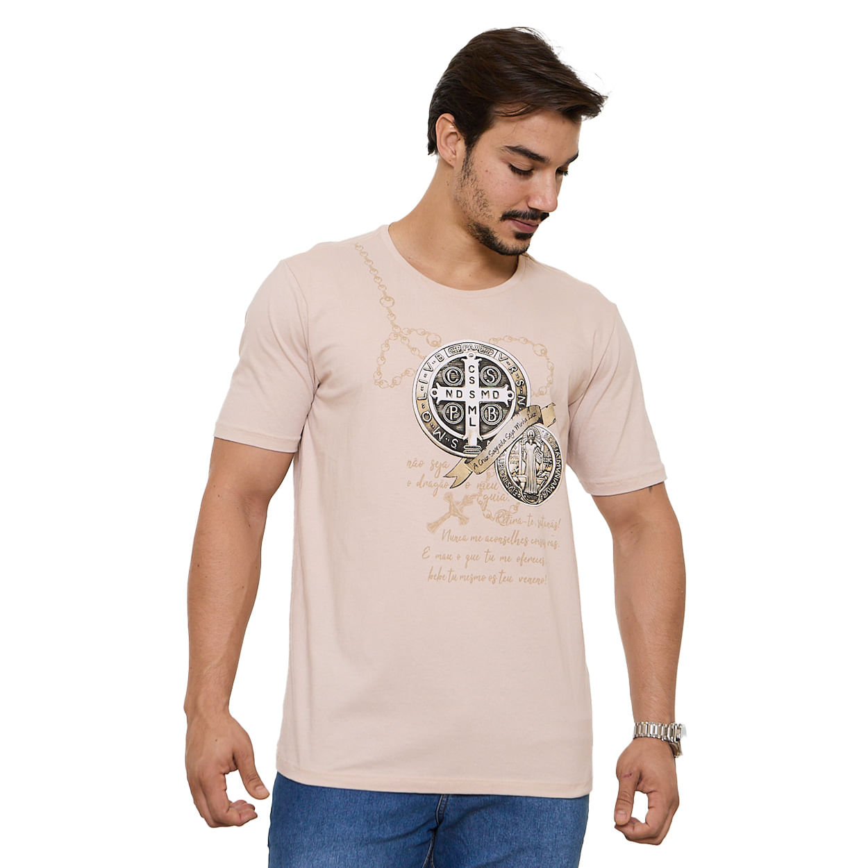 Nude  - Camiseta Medalha de São Bento DV13679