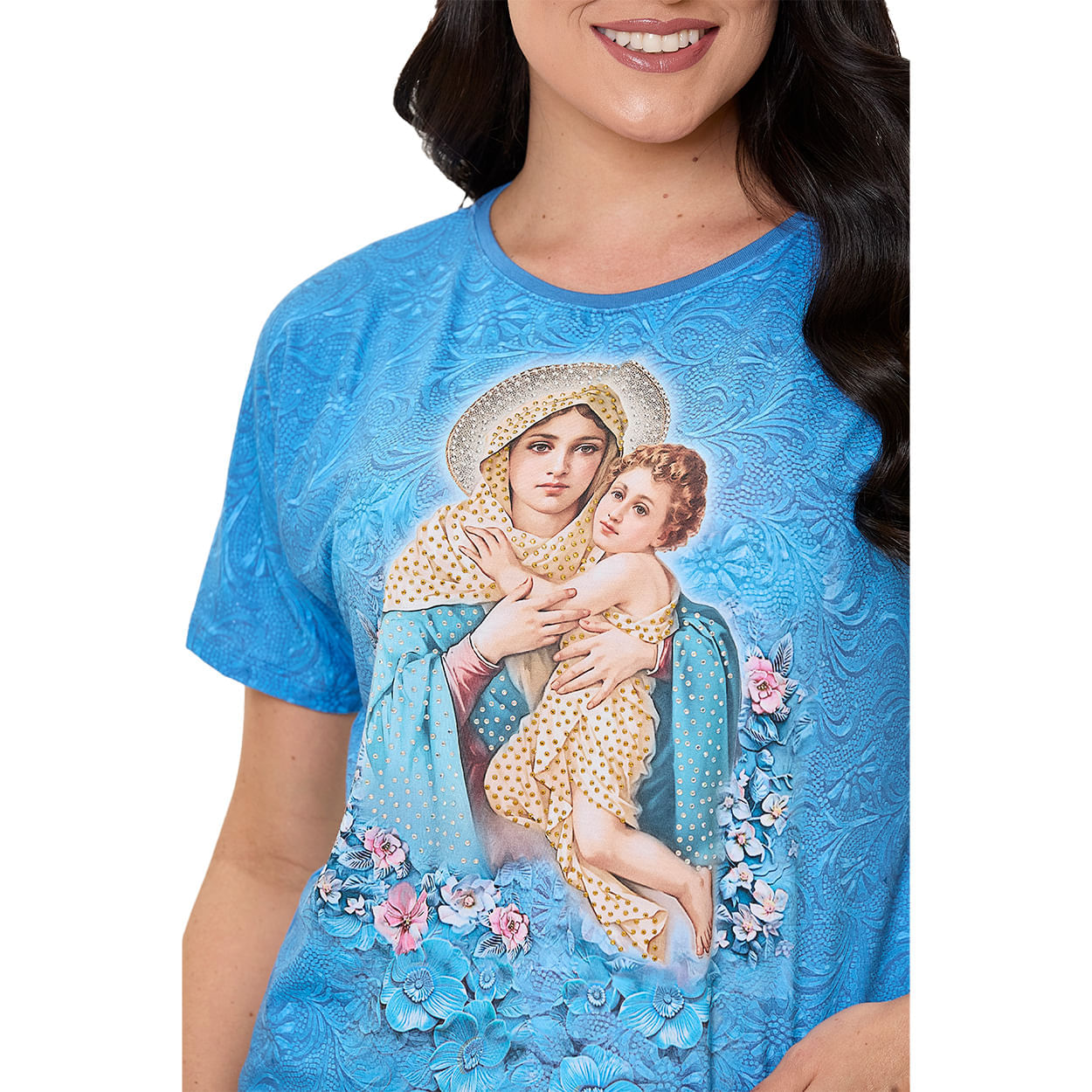 Azul Petroleo  - Baby Look Mãe Rainha FS13477