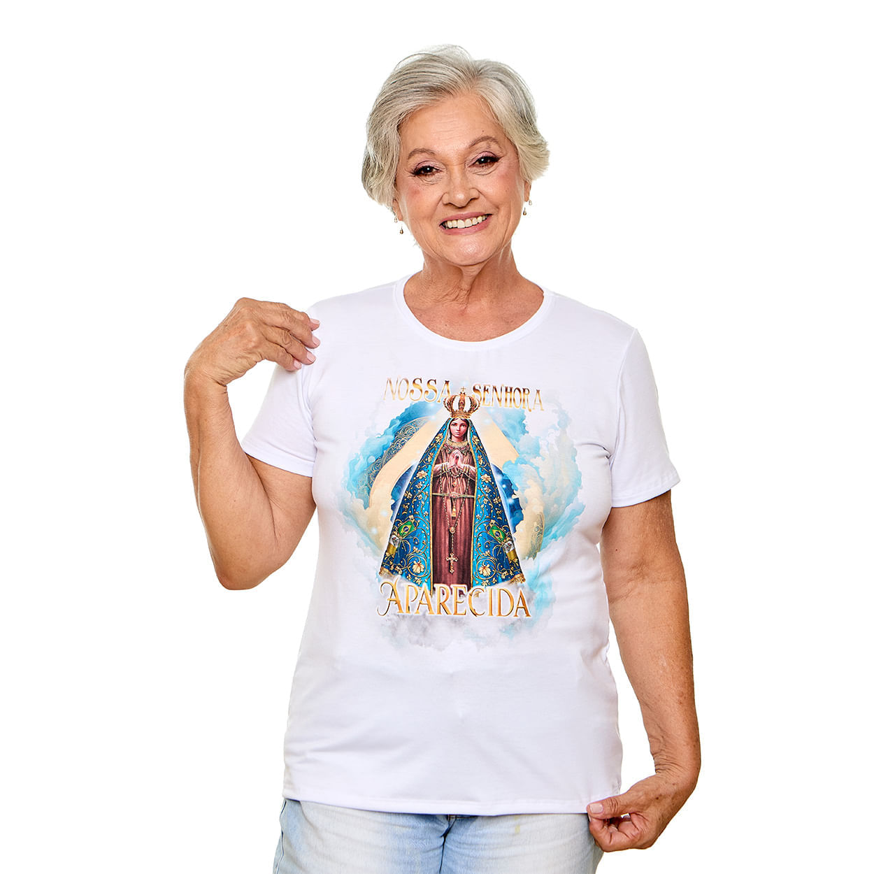 Branco  - Baby Look Nossa Senhora Aparecida DV13426