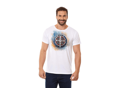 Camiseta Medalha de São Bento DV13578 - Leves Detalhes - OUTLET