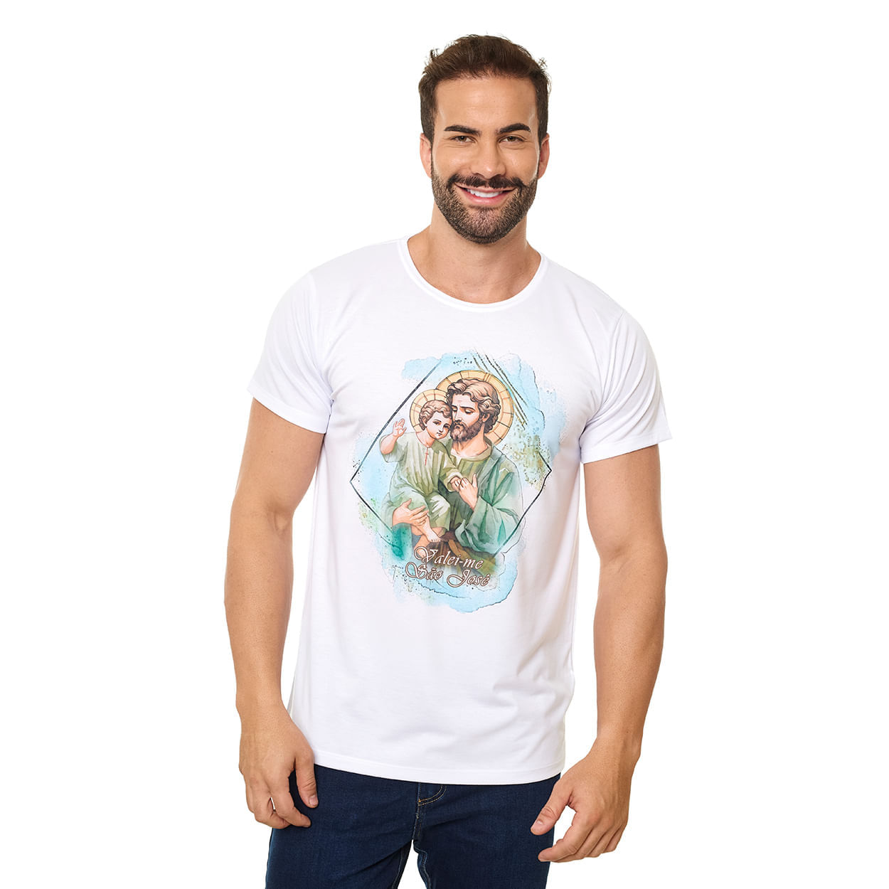 Branco  - Camiseta São José DV13395 - Leves Detalhes - OUTLET