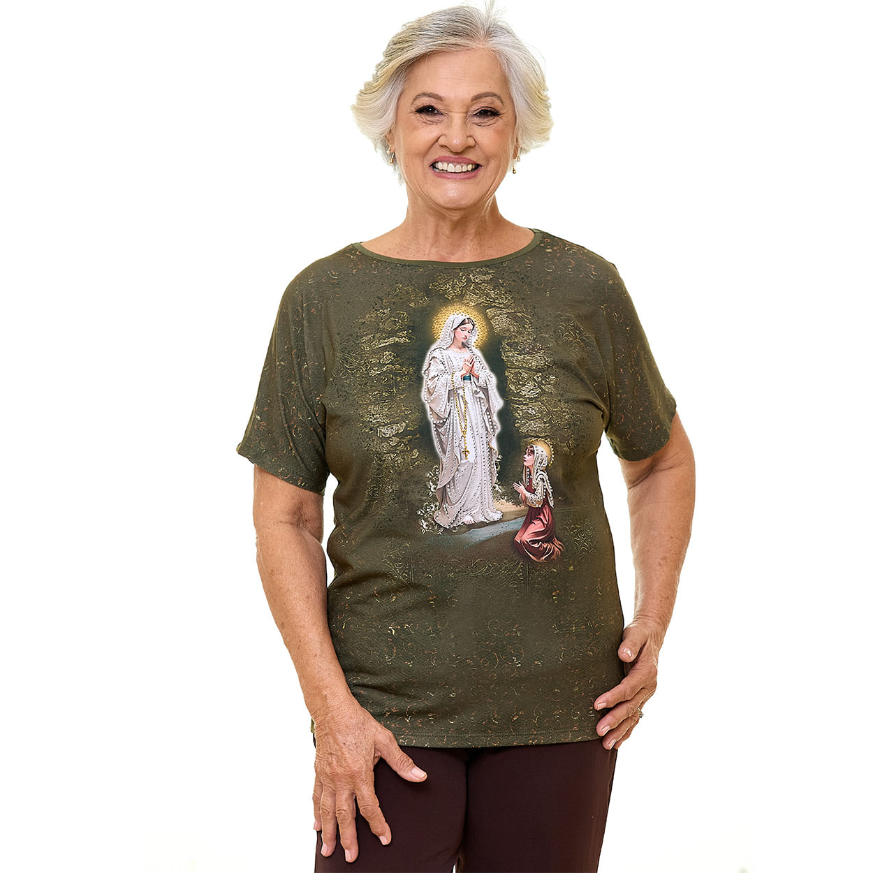 Verde  - Baby Look Nossa Senhora de Lourdes FS13787