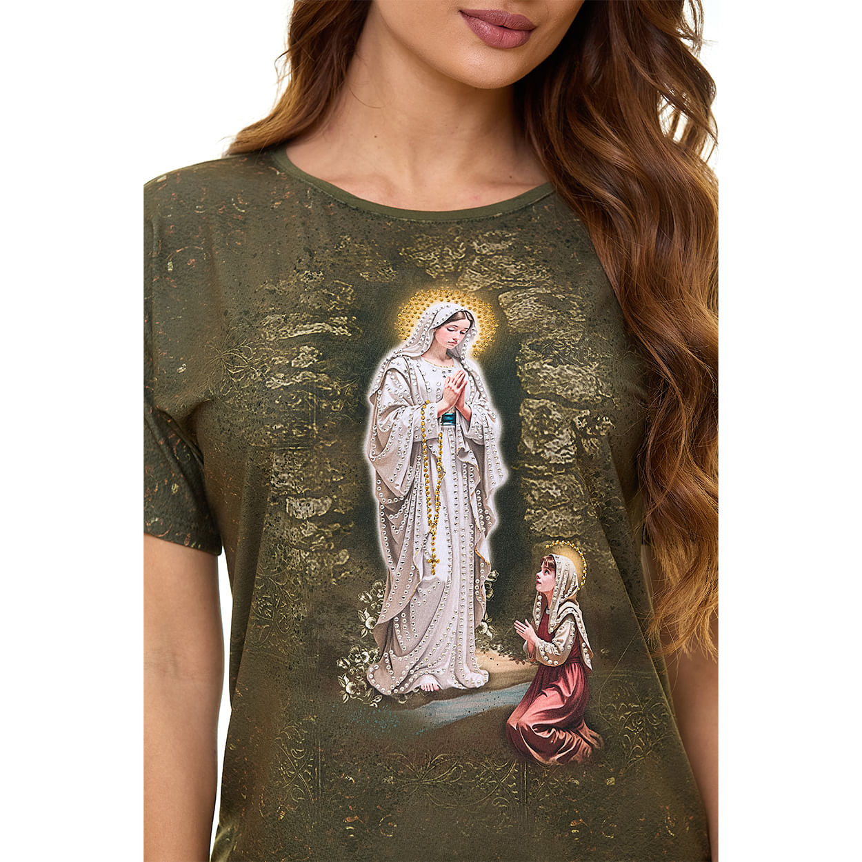 Verde  - Baby Look Nossa Senhora de Lourdes FS13787