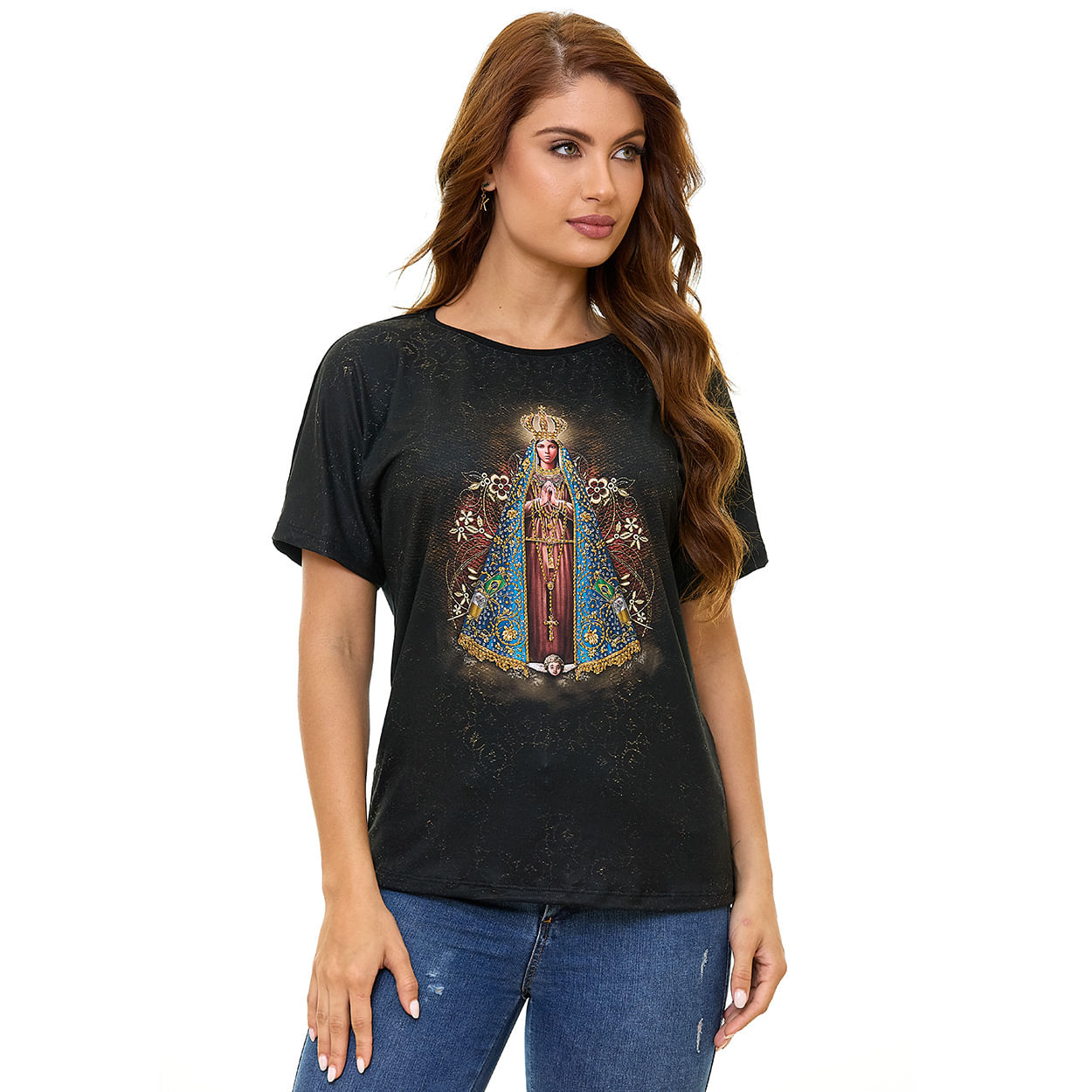 Preto  - Baby Look Nossa Senhora Aparecida FS13720