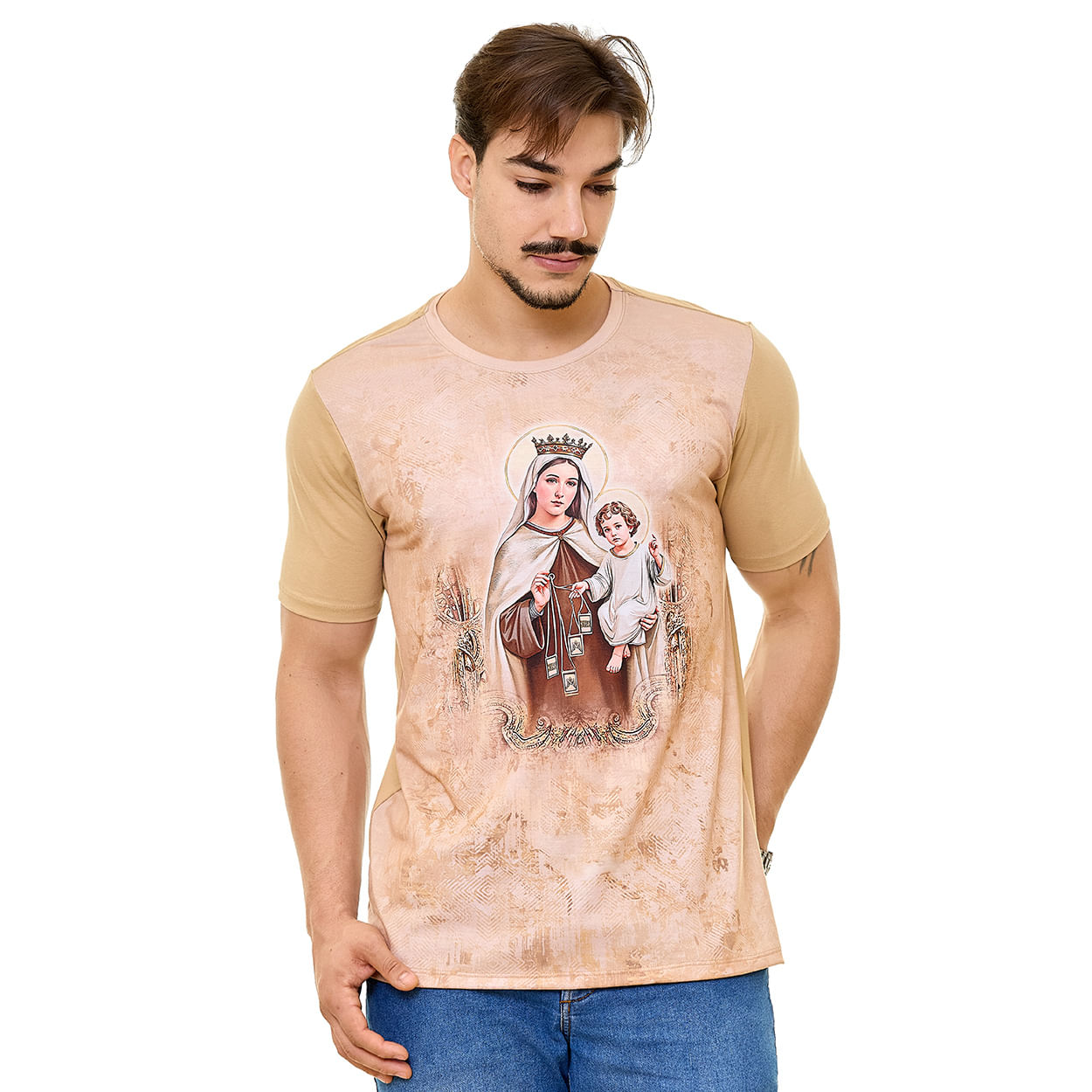 Bege  - Camiseta Nossa Senhora do Carmo DV13755