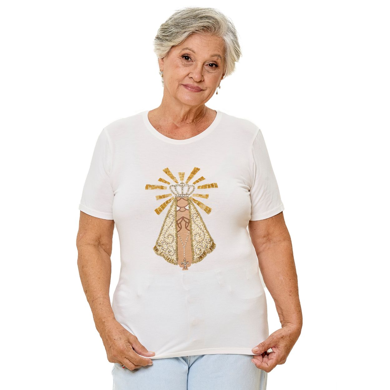 Branco  - Baby Look Nossa Senhora Aparecida PR13516