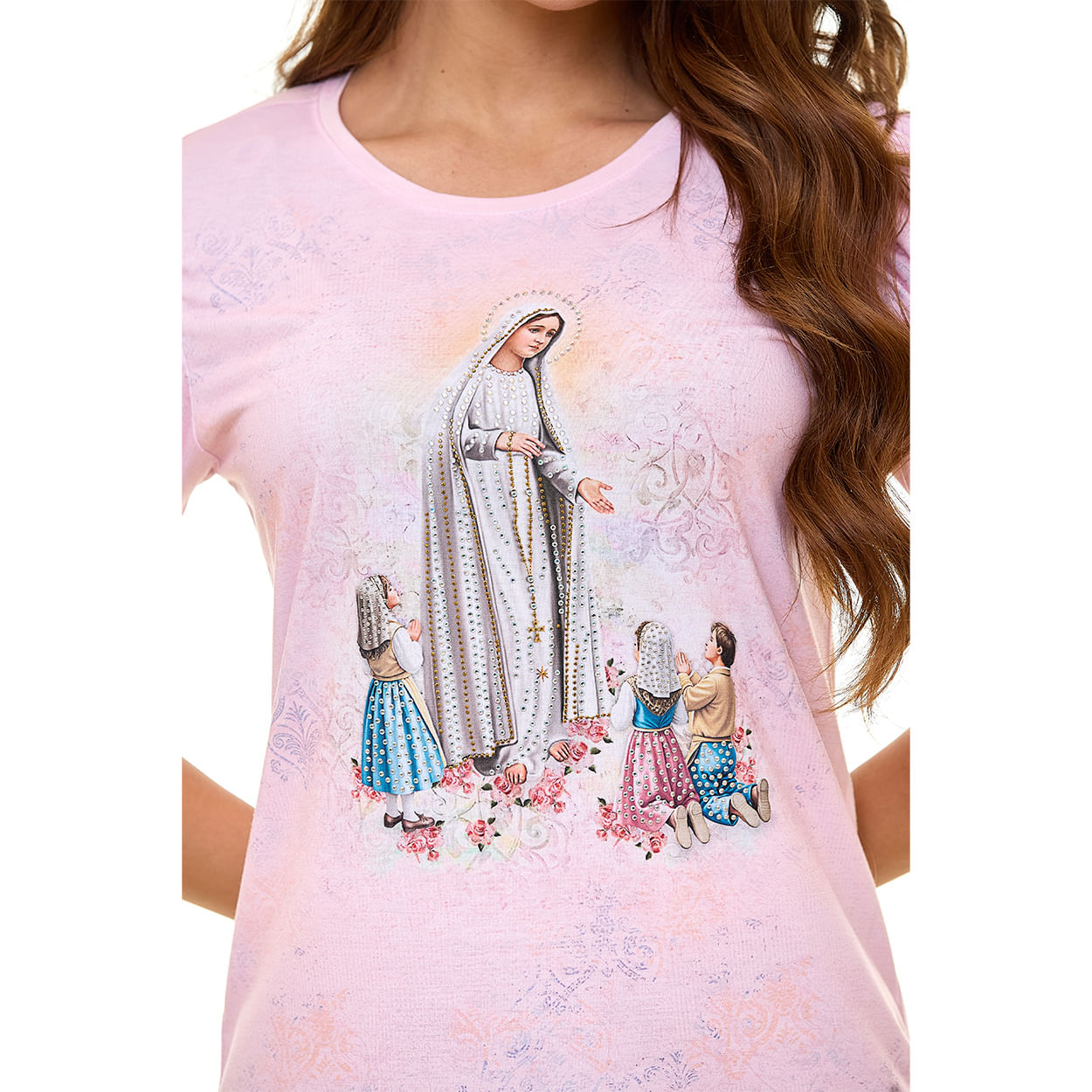 Rosa Suave  - Baby Look Nossa Senhora de Fátima FS13732