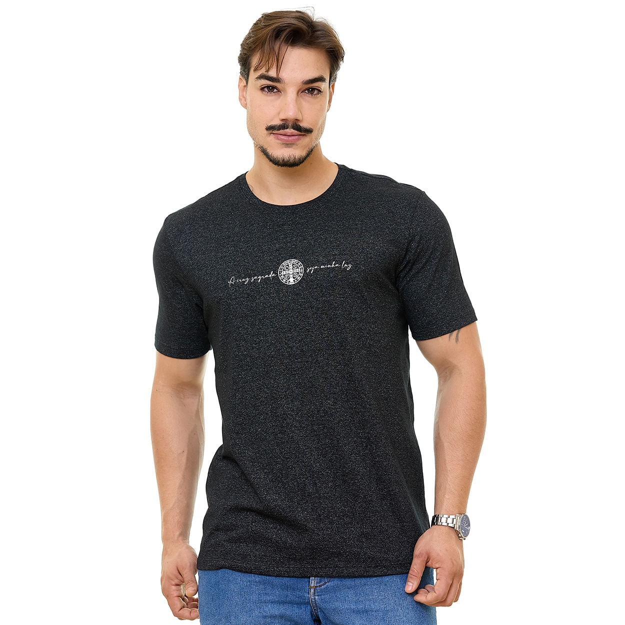 Preto  - Camiseta Medalha de São Bento DV13873