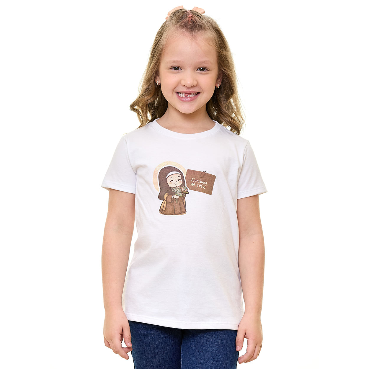 Branco  - Baby Look Infantil Santa Teresinha AK13817