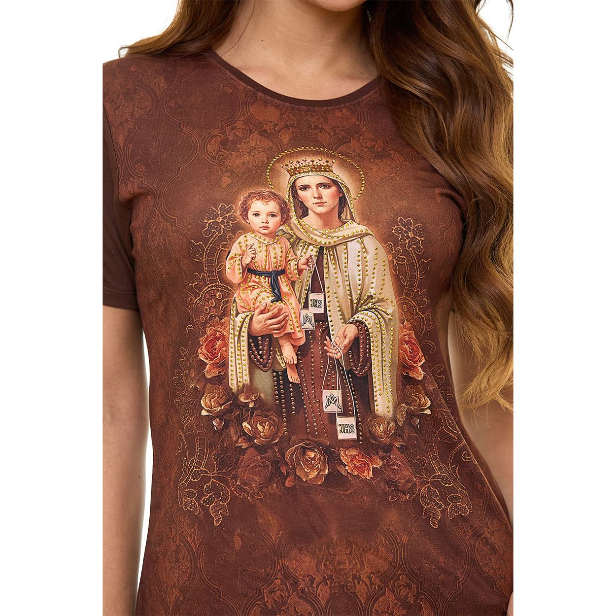 Marrom  - Baby Look Nossa Senhora do Carmo FS13791