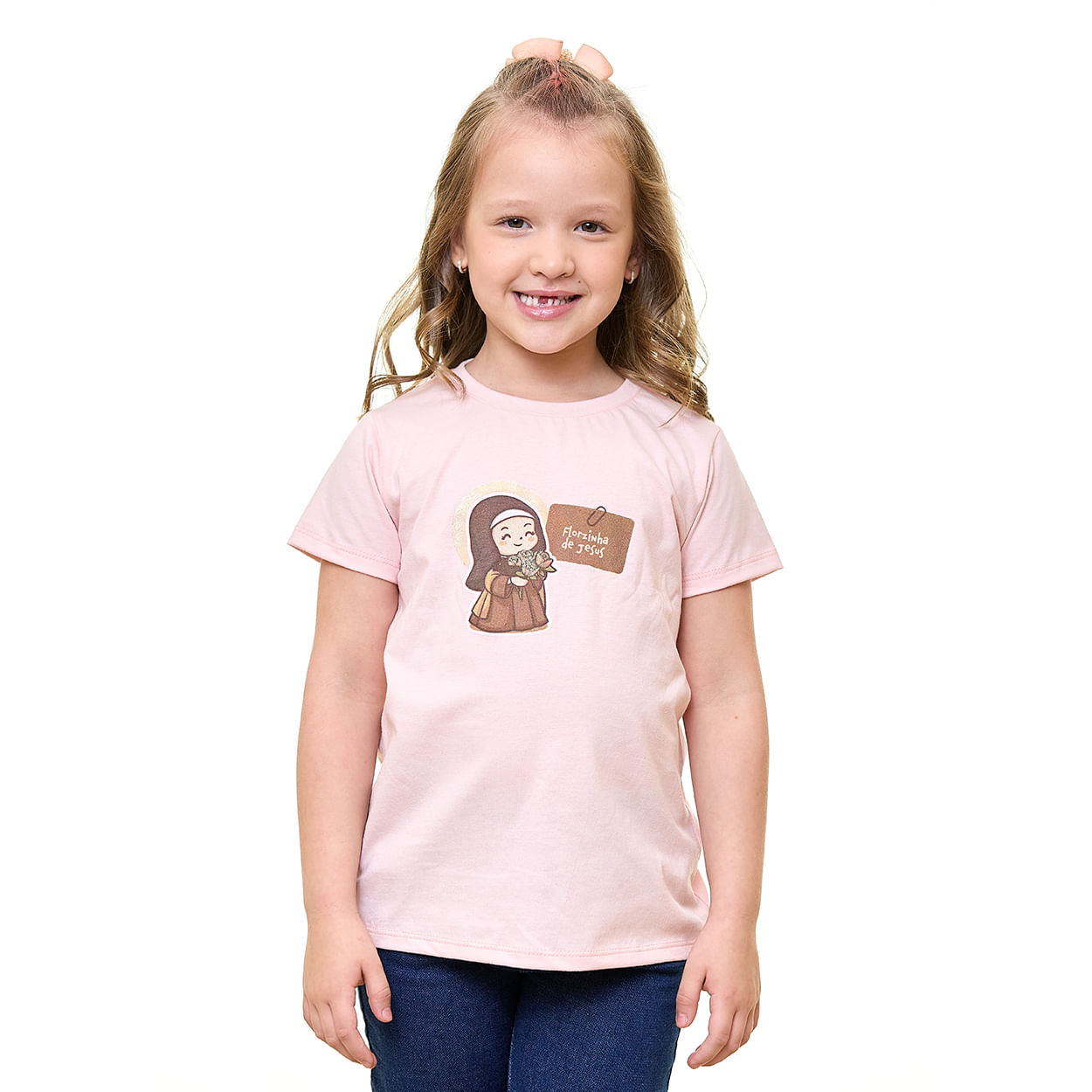 Rosa  - Baby Look Infantil Santa Teresinha AK13817