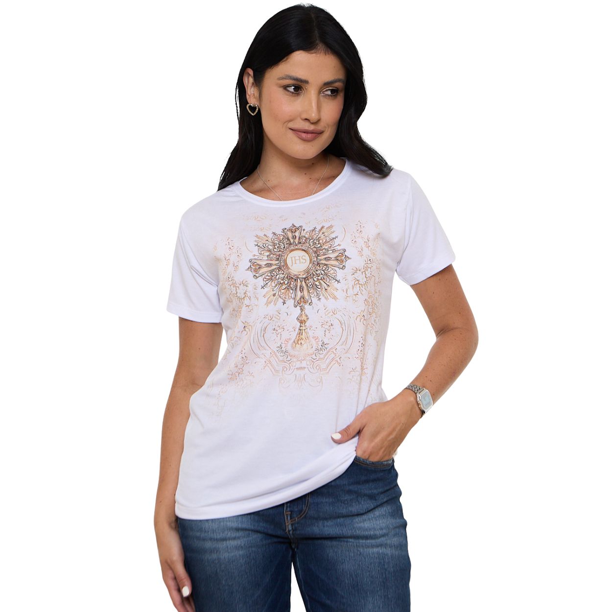 Branco  - Baby Look Ostensório DV13760
